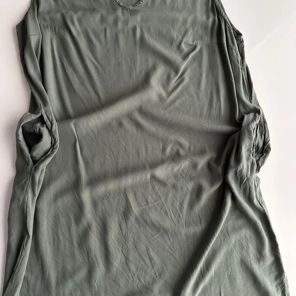 Tonle Recycled Material Lightweight V Neck Pockets Sleeveless Olive Dress XXL 2X - Picture 7 of 8